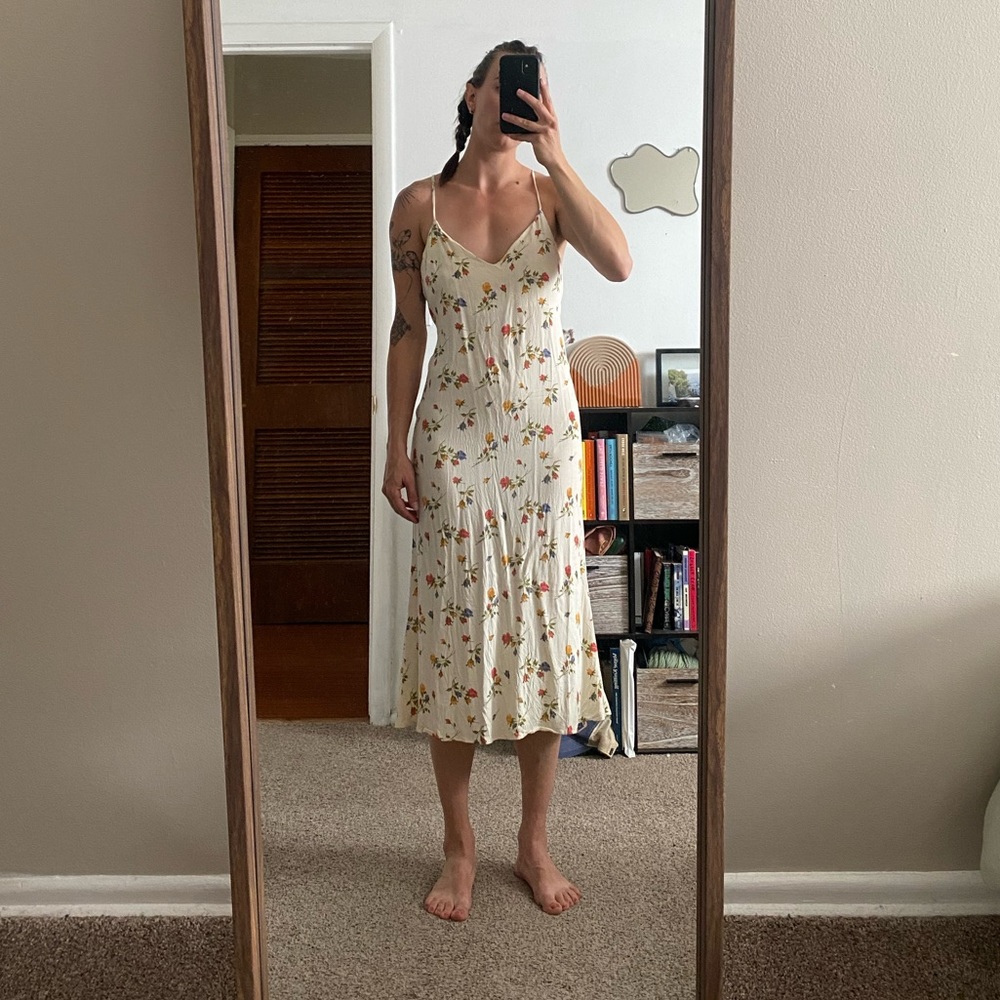 Reformation White Floral Slip Dress Size M